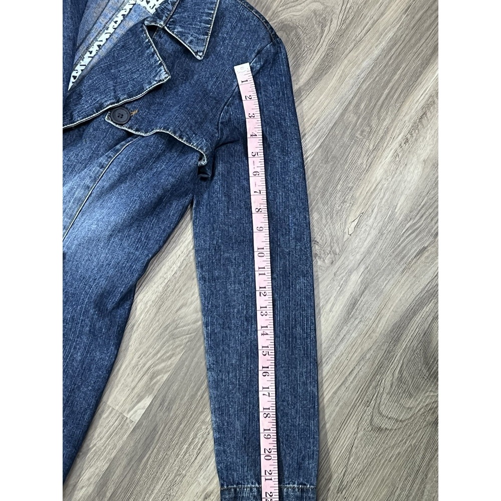 Vintage Juicy Couture Trench Coat Womens Large Denim Double Breasted Y2K - Picture 7 of 16